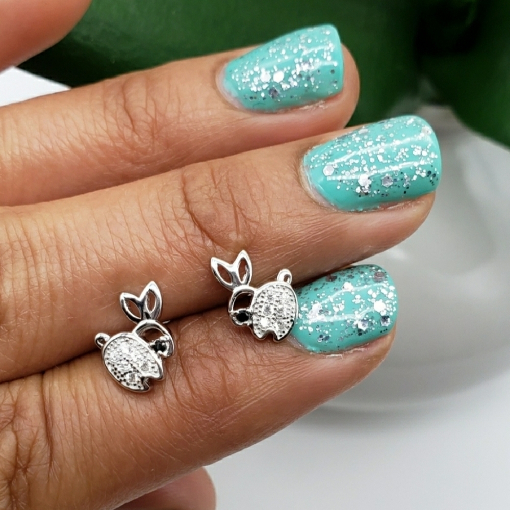 🐰🐇 STERLING SILVER 925 Bunny Stud Earrings - Picture 5 of 5
